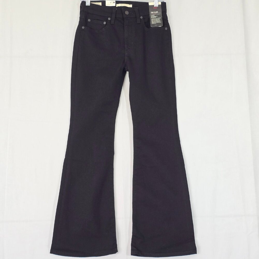 Levi's Premium 726 Flare Mid Rise Jeans Womens 27 Black NWT